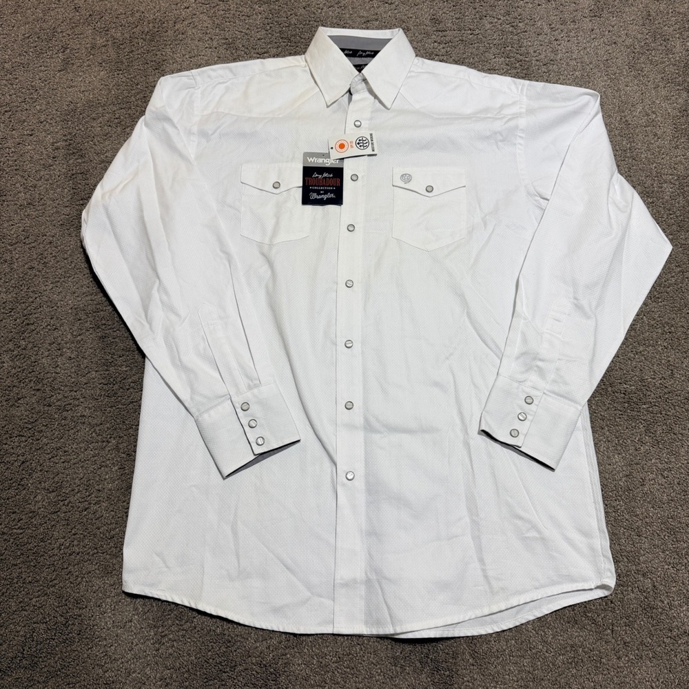Wrangler George Strait Troubadour White Western Snap Shirt MGS68WH LT Large Tall